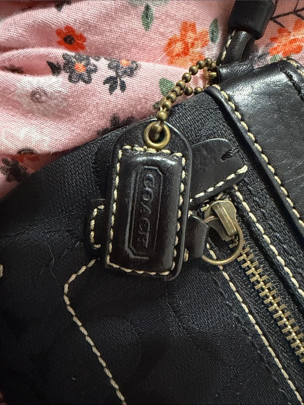 Coach Black Signature Canvas Wristlet with Leather Trim